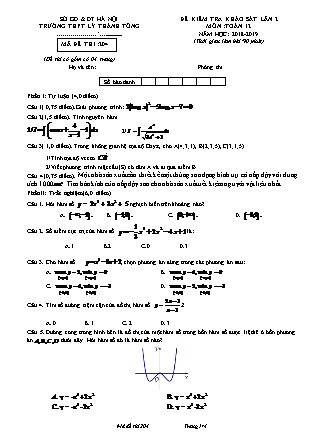 Đề kiểm tra khảo sát Lần 2 môn Toán Lớp 12 - Đề số 4 - Năm học 2018-2019 - Trường THPT Lý Thánh Tông