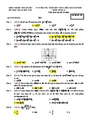 Đề kiểm tra khảo sát Trung học phổ thông môn Toán Lớp 12 - Năm học 2017-2018