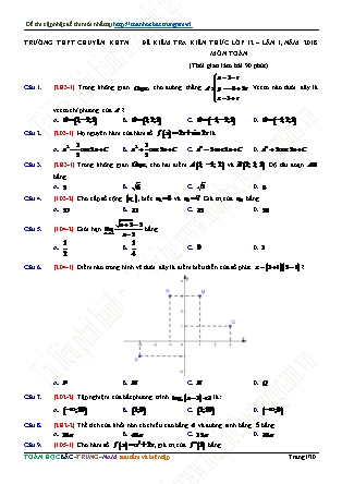 Đề kiểm tra kiến thức Lớp 12 Lần 1 môn Toán Lớp 12 - Trường THPT chuyên KHTN