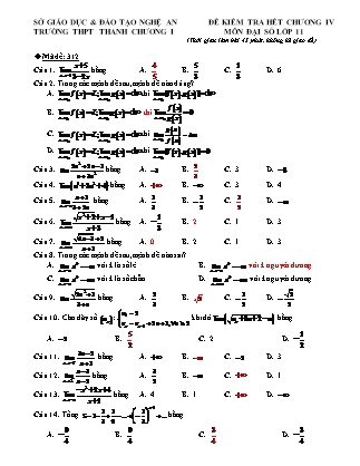 Đề kiểm tra môn Đại số Lớp 11 - Chương 4 - Trường THPT Thanh Chương