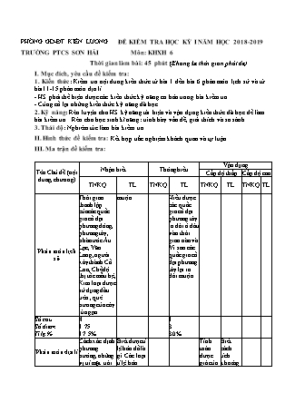 Đề kiểm tra môn Khoa học xã hội Lớp 6 - Học kì I - Năm học 2018-2019 - Trường THPT Sơn Hải