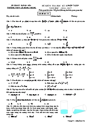 Đề kiểm tra môn Toán học Lớp 12 - Học kì II - Đề số 1 - Năm học 2016-2017 - Trường THPT Lê Hồng Phong