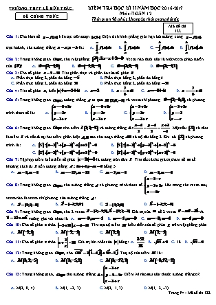 Đề kiểm tra môn Toán học Lớp 12 - Học kì II - Đề số 2 - Năm học 2016-2017 - Trường THPT Lê Hữu Trác