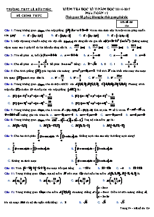 Đề kiểm tra môn Toán học Lớp 12 - Học kì II - Đề số 4 - Năm học 2016-2017 - Trường THPT Lê Hữu Trác