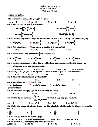 Đề kiểm tra môn Toán Khối 11 - Học kì 1