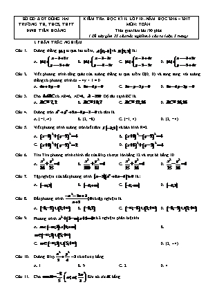 Đề kiểm tra môn Toán Lớp 10 - Học kì II - Năm học 2016-2017 - Trường THPT Đinh Tiên Hoàng
