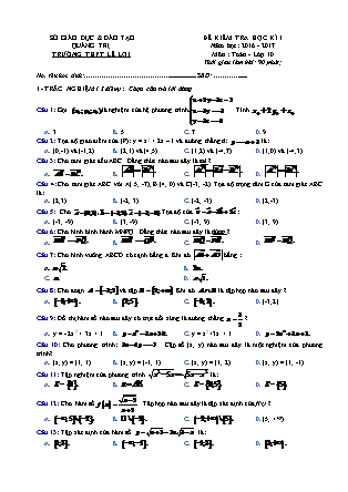Đề kiểm tra môn Toán Lớp 10 - Học kì II - Năm học 2016-2017 - Trường THPT Lê Lợi
