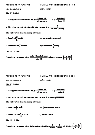 Đề kiểm tra môn Toán Lớp 11 - Chương 1 - Đề số 2 - Trường THPT Vũng Tàu