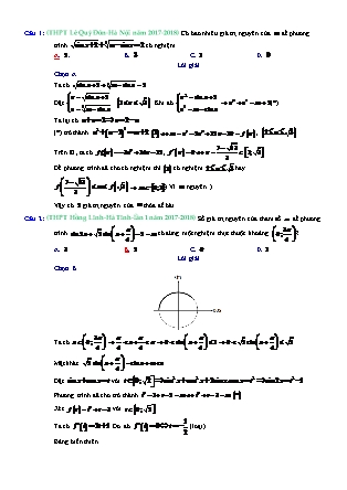 Đề kiểm tra môn Toán Lớp 11 - Chương 1: Hàm số lượng giác và phương trình lượng giác - Đề số 15 - Năm học 2017-2018