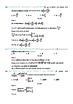 Đề kiểm tra môn Toán Lớp 11 - Chương 1: Hàm số lượng giác và phương trình lượng giác - Đề số 11 - Năm học 2017-2018