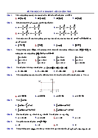 Đề kiểm tra môn Toán Lớp 12 - Học kì 2 - Năm học 2016-2017 - Sở giáo dục và đào tạo Cần Thơ