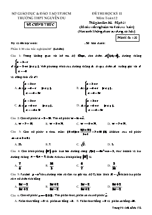 Đề kiểm tra môn Toán Lớp 12 - Học kì 2 - Trường THPT Nguyễn Du