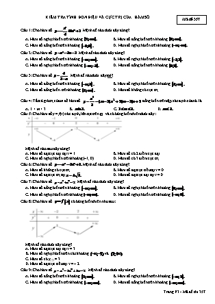 Đề kiểm tra tính đơn điệu và cực trị của hàm số môn Toán Lớp 12 - Đề số 3