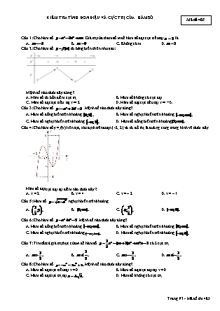 Đề kiểm tra tính đơn điệu và cực trị của hàm số môn Toán Lớp 12 - Đề số 4