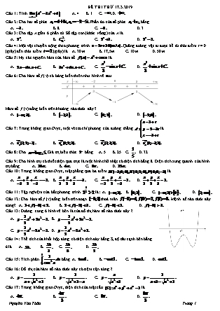 Đề luyện thi môn Toán Lớp 12 - Đề số 3 - Năm học 2018-2019