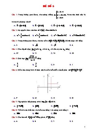 Đề luyện thi Trung học phổ thông quốc gia môn Toán Khối 12 - Đề số 5 (Kèm đáp án)