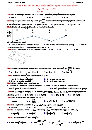 Đề luyện thi Trung học phổ thông quốc gia môn Toán Lớp 12 - Đề số 7 - Năm học 2017-2018 - Lê Nguyên Thạch