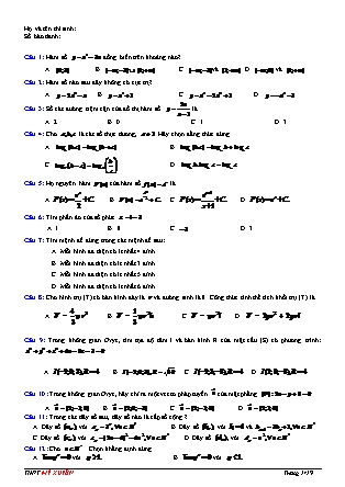 Đề luyện thi Trung học phổ thông quốc gia môn Toán Lớp 12 - Đề số 1 (Kèm đáp án)