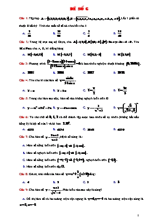 Đề luyện thi Trung học phổ thông quốc gia môn Toán Lớp 12 - Đề số 6 (Kèm đáp án)