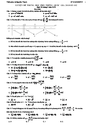 Đề luyện thi Trung học phổ thông quốc gia môn Toán Lớp 12 - Đề số 10 - Năm học 2017-2018 - Lê Nguyên Thạch