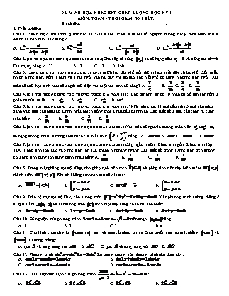 Đề minh họa khảo sát chất lượng môn Toán Lớp 11 - Học kì 1
