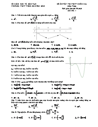 Đề Ôn tập thi Trung học phổ thông quốc gia môn Toán Lớp 12 - Đề số 1 - Trường THPT Trần Nguyên Hãn