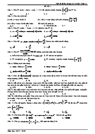 Đề Ôn thi chất lượng môn Toán Khối 11 - Học kì 2 - Đề số 1