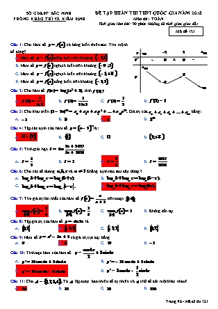 Đề tập huấn thi Trung học phổ thông quốc gia môn Toán Lớp 12 - Đề số 6 - Năm học 2017-2018