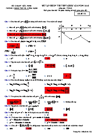 Đề tập huấn thi Trung học phổ thông quốc gia môn Toán Lớp 12 - Đề số 12 - Năm học 2017-2018