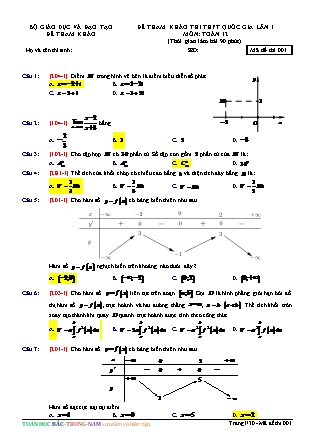 Đề tham khảo thi Trung học phổ thông quốc gia Lần 1 môn Toán Lớp 12