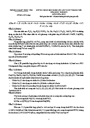 Đề thi chọn học sinh giỏi cấp thành phố môn Hóa học Lớp 9 - Năm học 2018-2019 - Sở giáo dục và đào tạo Phúc Yên