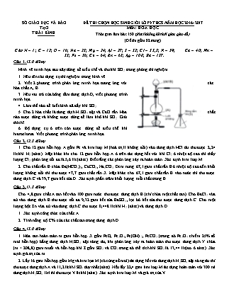 Đề thi chọn học sinh giỏi môn Hóa học Lớp 9 - Năm học 2016-2017 - Sở giáo dục và đào tạo Thái Bình