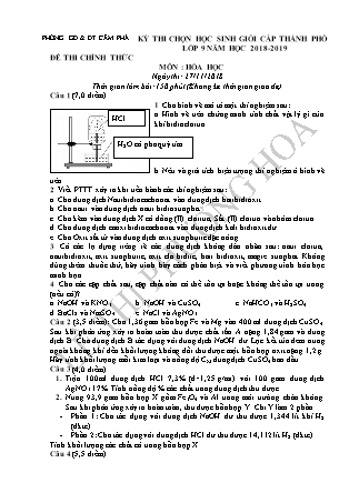 Đề thi chọn lọc sinh giỏi cấp thành phố môn Hóa học Lớp 9 - Năm học 2018-2019 - Phòng giáo dục và đào tạo Cẩm Phả