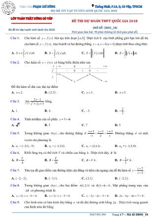 Đề thi dự đoán Trung học phổ thông quốc gia môn Toán - Phạm Chí Dũng