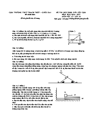 Đề thi học sinh giỏi môn Vật Lý Lớp 10 - Năm học 2016-2017