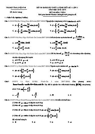 Đề thi khảo sát chất lượng môn Toán Lớp 11 - Học kì 1 - Năm học 2018-2019