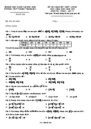 Đề thi khảo sát chất lượng môn Toán Lớp 11 - Năm học 2018-2019 - Trường THPT Thuận Thành