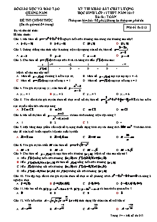 Đề thi khảo sát chất lượng môn Toán Lớp 12 - Mã đề thi số 13 - Năm học 2016-2017