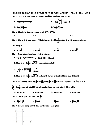 Đề thi khảo sát chất lượng Trung học phổ thông môn Toán Lớp 12 - Trường THPT chuyên Lam Sơn