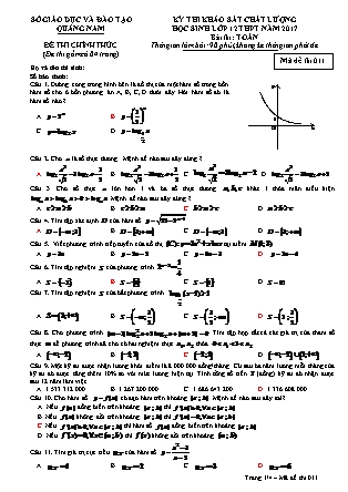 Đề thi khảo sát chất lượng Trung học phổ thông môn Toán Lớp 12 - Mã đề thi số 11