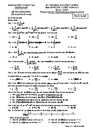 Đề thi khảo sát chất lượng Trung học phổ thông môn Toán Lớp 12 - Mã đề thi số 8