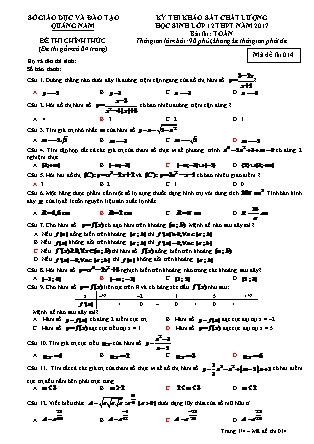 Đề thi khảo sát chất lượng Trung học phổ thông môn Toán Lớp 12 - Mã đề thi số 14