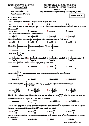 Đề thi khảo sát chất lượng Trung học phổ thông môn Toán Lớp 12 - Mã đề thi số 24