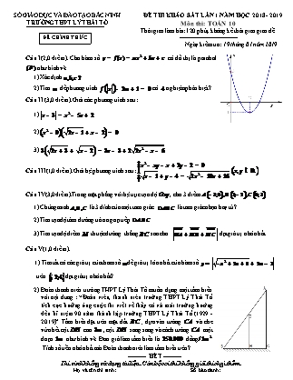 Đề thi khảo sát lần 1 môn Toán Lớp 11 - Năm học 2018-2019 - Trường THPT Lý Thái Tổ