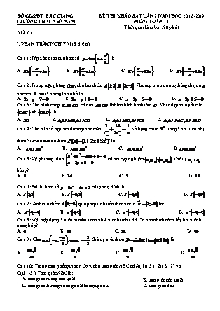Đề thi khảo sát Lần 2 môn Toán Lớp 11 - Năm học 2018-2019 - Trường THPT Nhã Nam