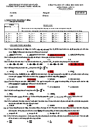 Đề thi môn Toán Lớp 11 - Học kì I - Đề số 1 - Năm học 2018-2019 - Trường THPT Quang Trung