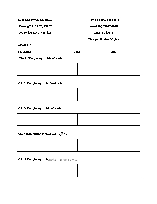 Đề thi mon Toán Lớp 11 - Học kì I - Năm học 2017-2018 - Trường THPT Nguyễn Bỉnh Khiêm