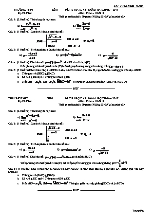 Đề thi môn Toán Lớp 11 - Học kì II - Năm học 2016-2017 - Trịnh Xuân Trọng
