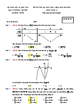 Đề thi thử đại học lần 1 môn Toán Lớp 12 - Đề số 1 - Năm học 2017-2018