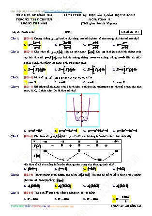 Đề thi thử đại học Lần 1 môn Toán Lớp 12 - Mã đề thi 121 - Năm học 2017-2018 - Trường THPT Lương Thế Vinh